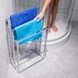 Carol rozsdamentes acélból készült törölközőszárító állvány világos és sötétkék törölközőkkel