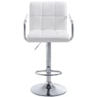 Lucy fehér színű műbőr borítás bárszék szemből készre összeszerelve magas háttámlával karfákkal és állítható talprésszel