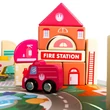 Városépítő Fakocka Gyerekeknek 115 Darabos + Puzzle Szőnyeg