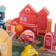 Városépítő Fakocka Gyerekeknek 100 Darabos + Puzzle Szőnyeg + Tárolódoboz + Tárolózsák