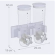 Fehér színű fali dupla müzli tároló és adagoló méretei