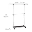 Kirgon állítható magasságú és szélességű ruhatartó állvány üresen méretekkel
