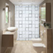 Zuhanyroló és zuhanyfüggöny 100 x 240 cm méretben modern fürdőszobában felszerelve