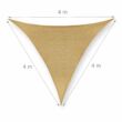 4 x 4 x 4 m háromszög HDPE napvitorla homok színben méretezve