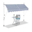 Kék-fehér csíkos ejtőkaros napellenző 250x120 cm méretben