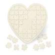 Szív alakú natúr fa puzzle kirakós 49 darab elemmel amely filctollal vagy festékkel festhető