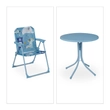 Összecsukható kék színű állatka mintás szék és asztal