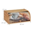 Kávé és croissant mintával díszített bambusz kenyértartó külső méretekkel