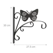 Pillangós dekoratív mintával díszített fali virágtartó és akasztó külső méretekkel