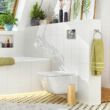 Kogno Wc kefe garnitúra bambusz és műanyag kivitel modern fürdőszobába rakva