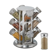 Gifna fűszertartó állvány rozsdamentes acélból 12 darab fűszertartó üveggel