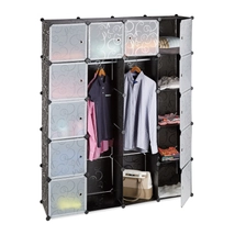 Fekete színű DIY moduláris variálható ruhásszekrény és gardróbszekrény 14 rekesszel