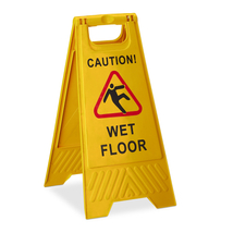 Nedves padlóra figyelmeztető összecsukható sárga tábla