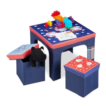 Matróz mintás gyermek puff és asztal szett beltéri használatra