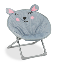 Egér alakú összecsukható gyerekszobai szék és fotel szürke színben acél vázzal