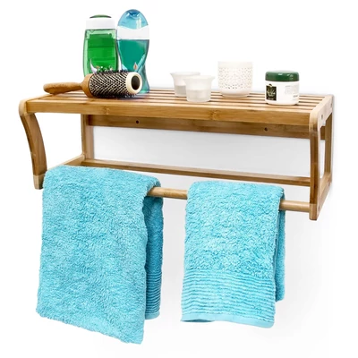Lea bambuszból készült két oldalon zárt fürdőszoba polc és törölközőszárító
