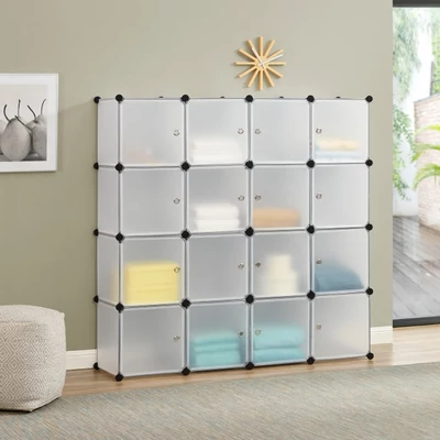 ELLIN nagy gardróbszekrény tizenhat tárolórekesszel zárható ajtókkal