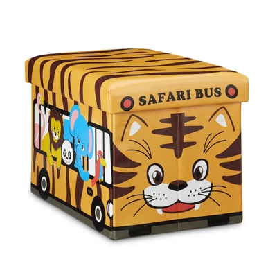 Safari busz mintás gyerekszobai ülőke és puff állatos mintákkal