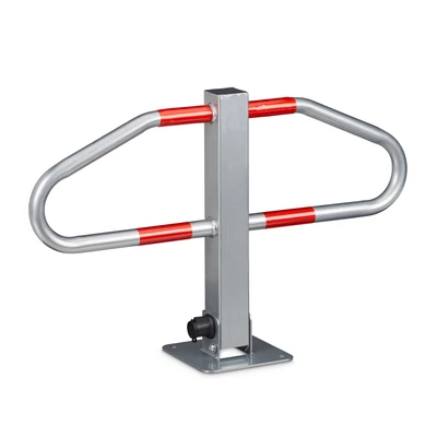 kulccsal zárható masszív acél parkolásgátló parkolóőr kengyel alakban földig dönthető kivitelben