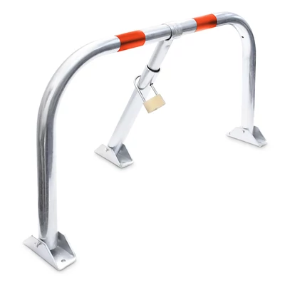 dönthető masszív acél parkolásgátló parkolóőr parkolóhelyhez lakattal szerelt kivitel