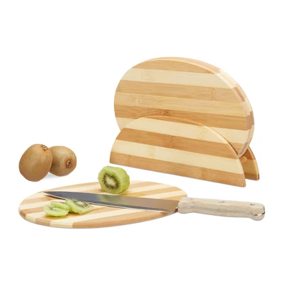 Orino bambusz vágódeszka 5 darabos szettben csíkos táblásított bambusz alapanyagból