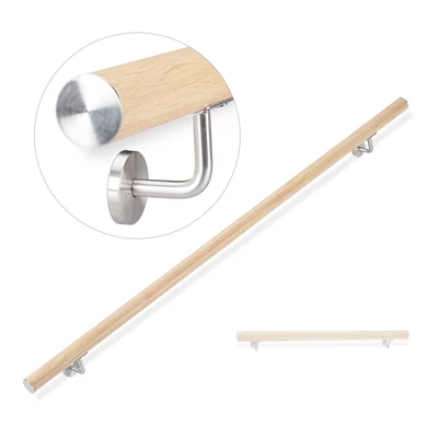 Fali lépcsőkorlát alumínium kerettel és bükkfa borítással 100 cm hosszban