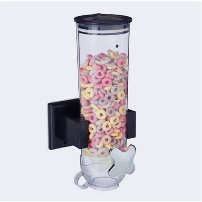 Kompakt méretű falra szerelhető müzli és gabonapehely adagoló fekete színben