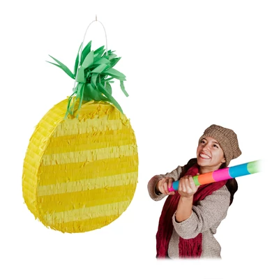ananász formájú pinata sárga-zöld színben