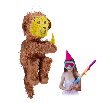 Majom formájú pinata barna színben papírból 