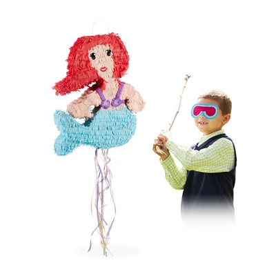 Sellő formájú pinata színes kivitelben húzókával