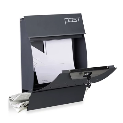 Fazna fekete színű modern kerítésre és falra szerelhető postaláda
