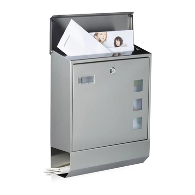 Rozsdamentes acél postaláda nagyméretű külön újságtartó résszel az alján 