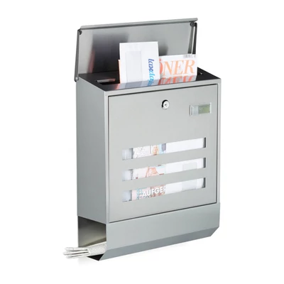 Nagyméretű falra és kerítésre szerelhető rozsdamentes acél postaláda 