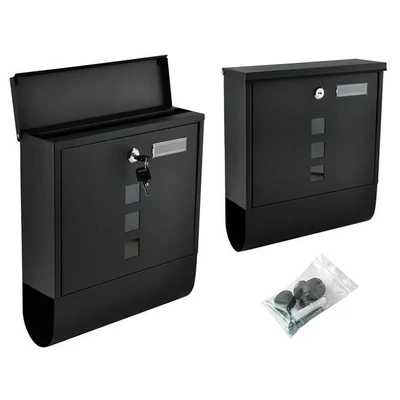 Kültéri Acél Postaláda, Újságtartóval Fekete