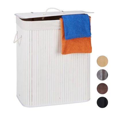 Emeka fehér színű belül két rekeszes szennyestartó kosár bambuszból