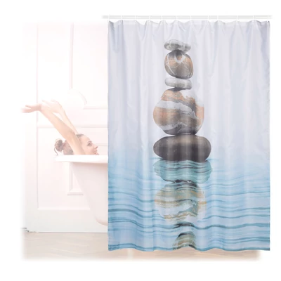 Relax zuhanyfüggöny kavics és víz mintával 180 x 180 cm méretben
