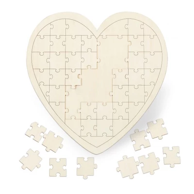 Szív alakú rózsaszínű Puzzle fából