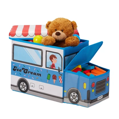 Jégkrémes Autó Szövet Gyerek Puff, Tárolóval