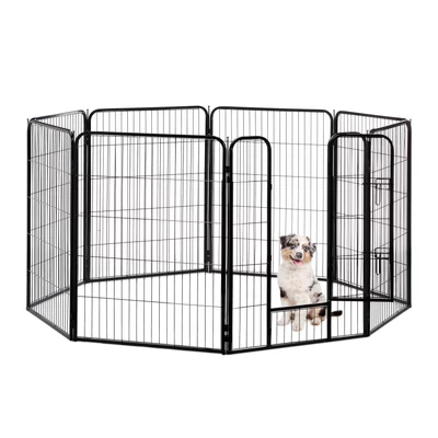 Nagyméretű acélból készült kültéren és beltéren is használható kennel fekete színben