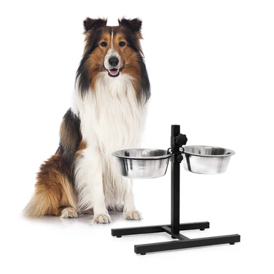Tinker etető és itatótál szett állítható magassággal közepes testű kutyáknak