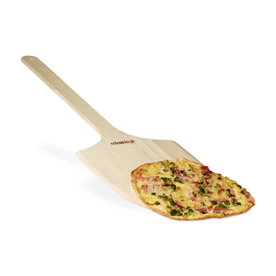 Nagyméretű Fa pizzalapát hosszított nyéllel natúr színben