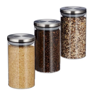 Garnak 1 liter űrtartalmű üveg tároló készlet légmentesen zárható aluminium fedelekkel