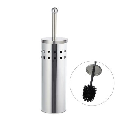 Lajpa rozsdamentes acél Wc kefe tartó tetővel fényes felülettel