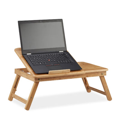 Idomu bambuszból készült kihajtható lábas laptop tartó állítható munkapulttal