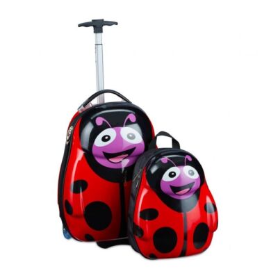 Katicás gyermek bőrönd és koffer illetve egy darab hátizsák szettben