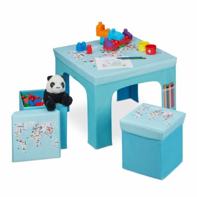 ATLASZ Összecsukható Gyerek Asztal és Puffok 