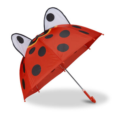 Katicabogár mintás piros alapszínű fekete pöttyös gyerek esernyő
