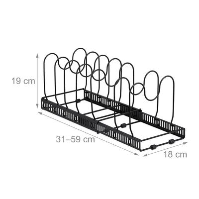 Széthúzható, bővíthető fém serpenyő tároló külső méretekkel
