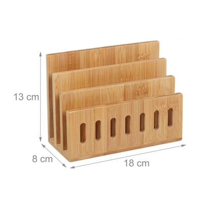 Bambusz 3 rekeszes asztali iratrendező méretekkel