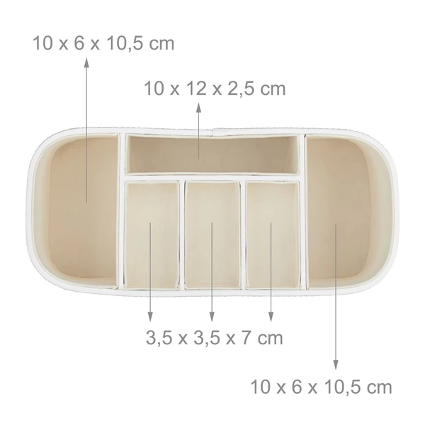 Krém színű műbőr íróasztali rendező felülnézetből méretekkel